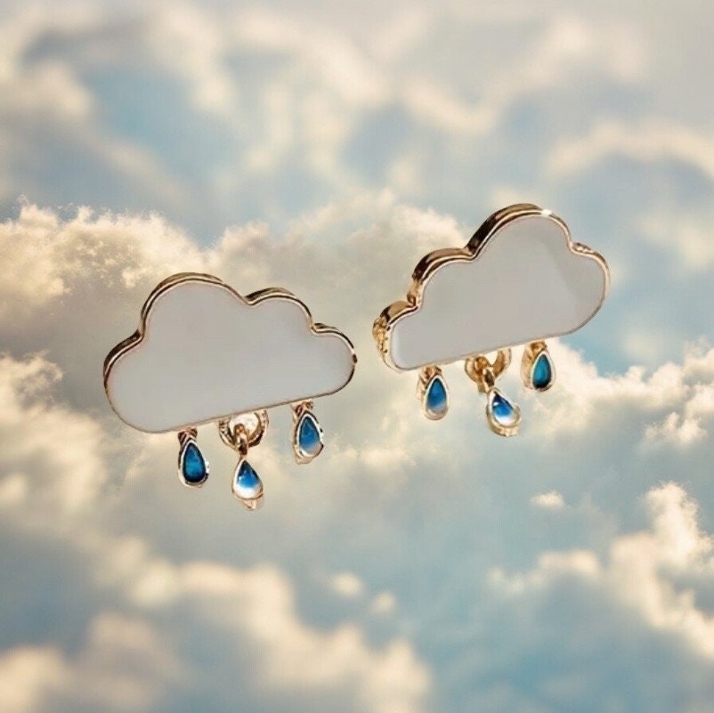 RAIN CLOUD ENAMEL STUD EARRINGS