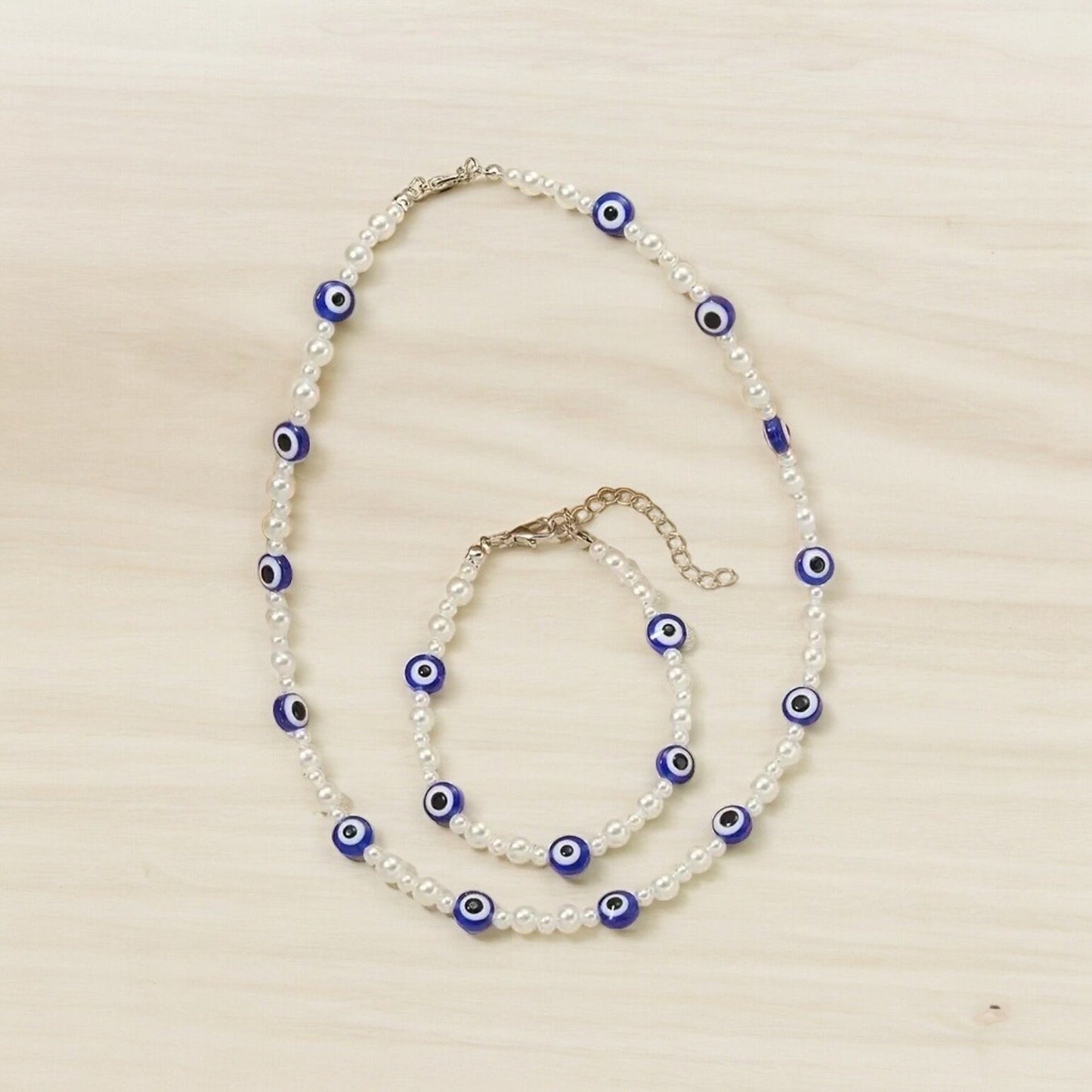 EVIL EYE NECKLACE AND BRACELET DUO