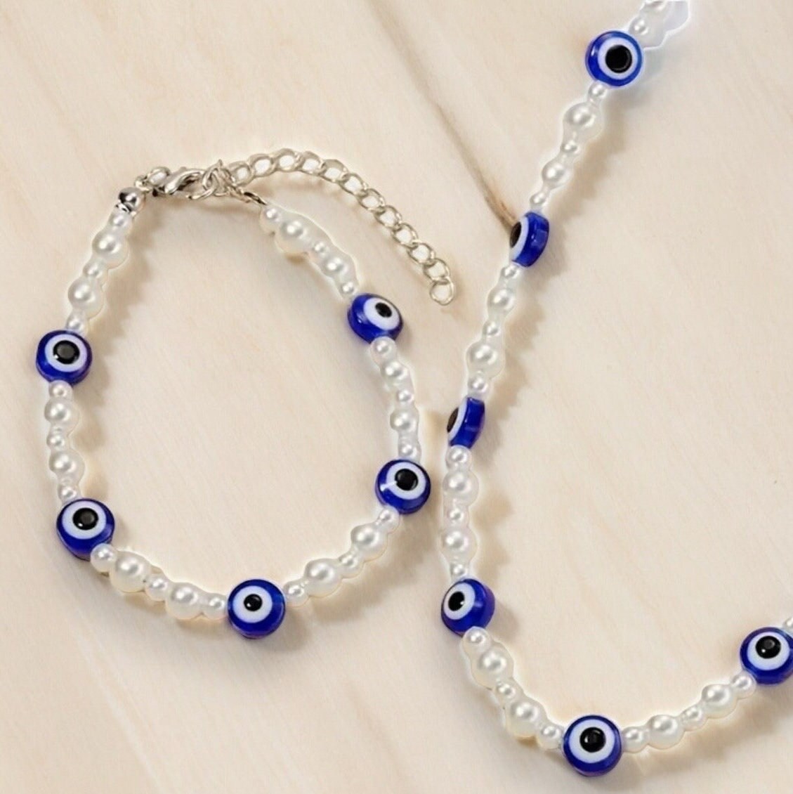 EVIL EYE NECKLACE AND BRACELET DUO