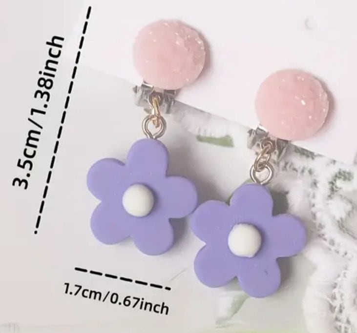 GROOVY FLOWERS CLIP ON EARRINGS