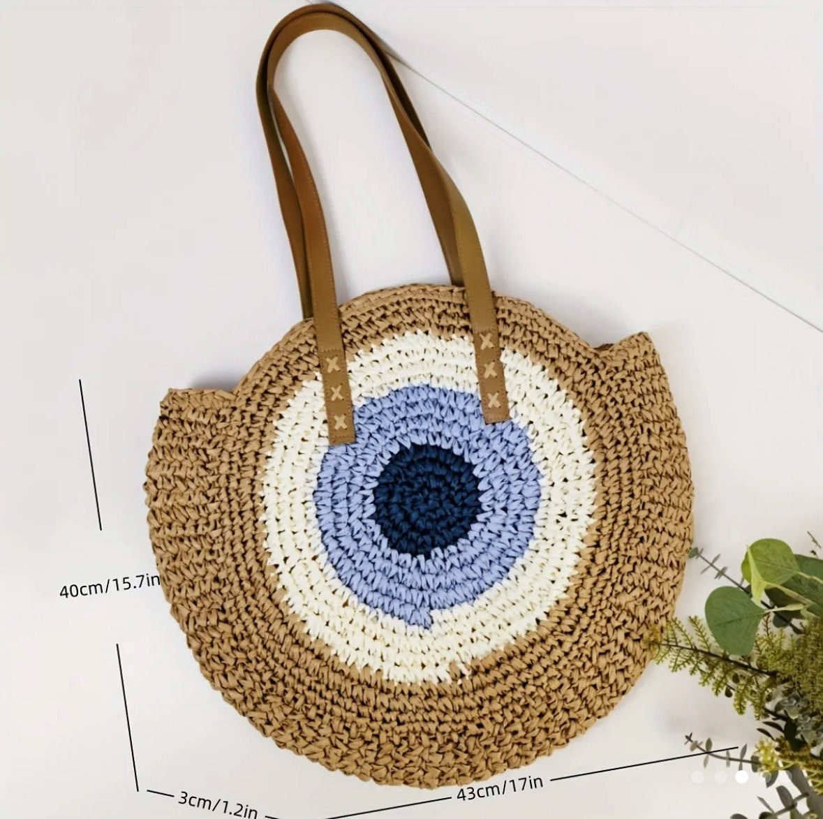 EVIL EYE LARGE WOVEN TOTE BAG