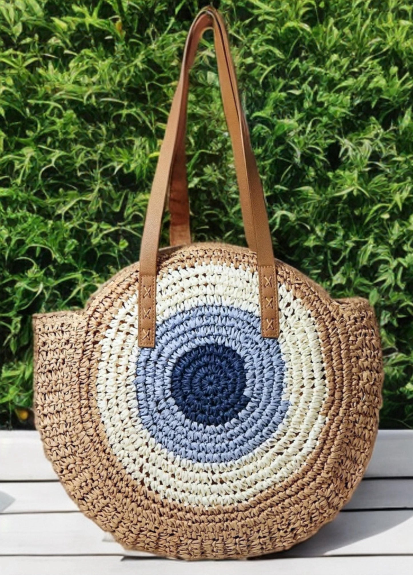 EVIL EYE LARGE WOVEN TOTE BAG