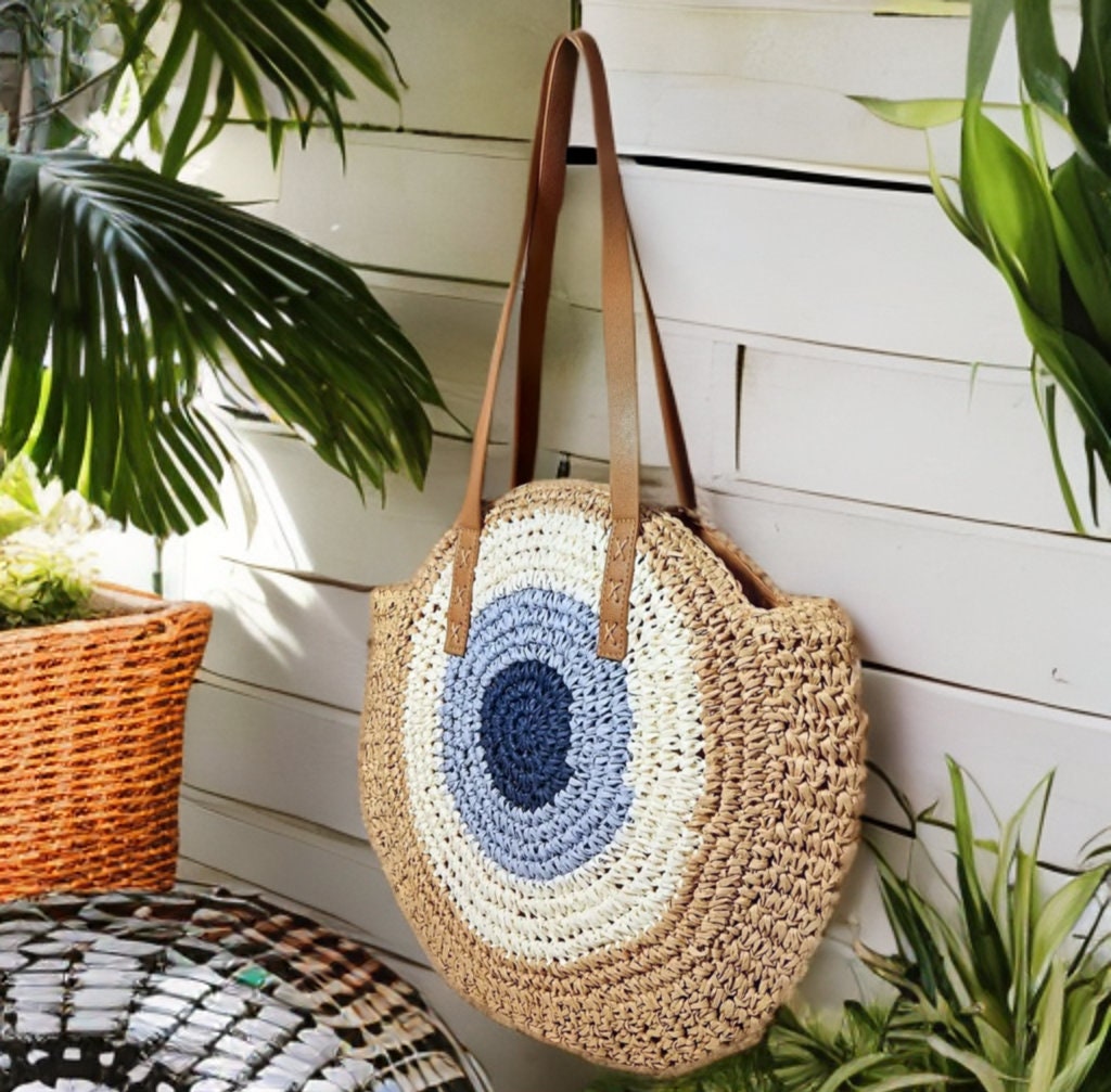 EVIL EYE LARGE WOVEN TOTE BAG