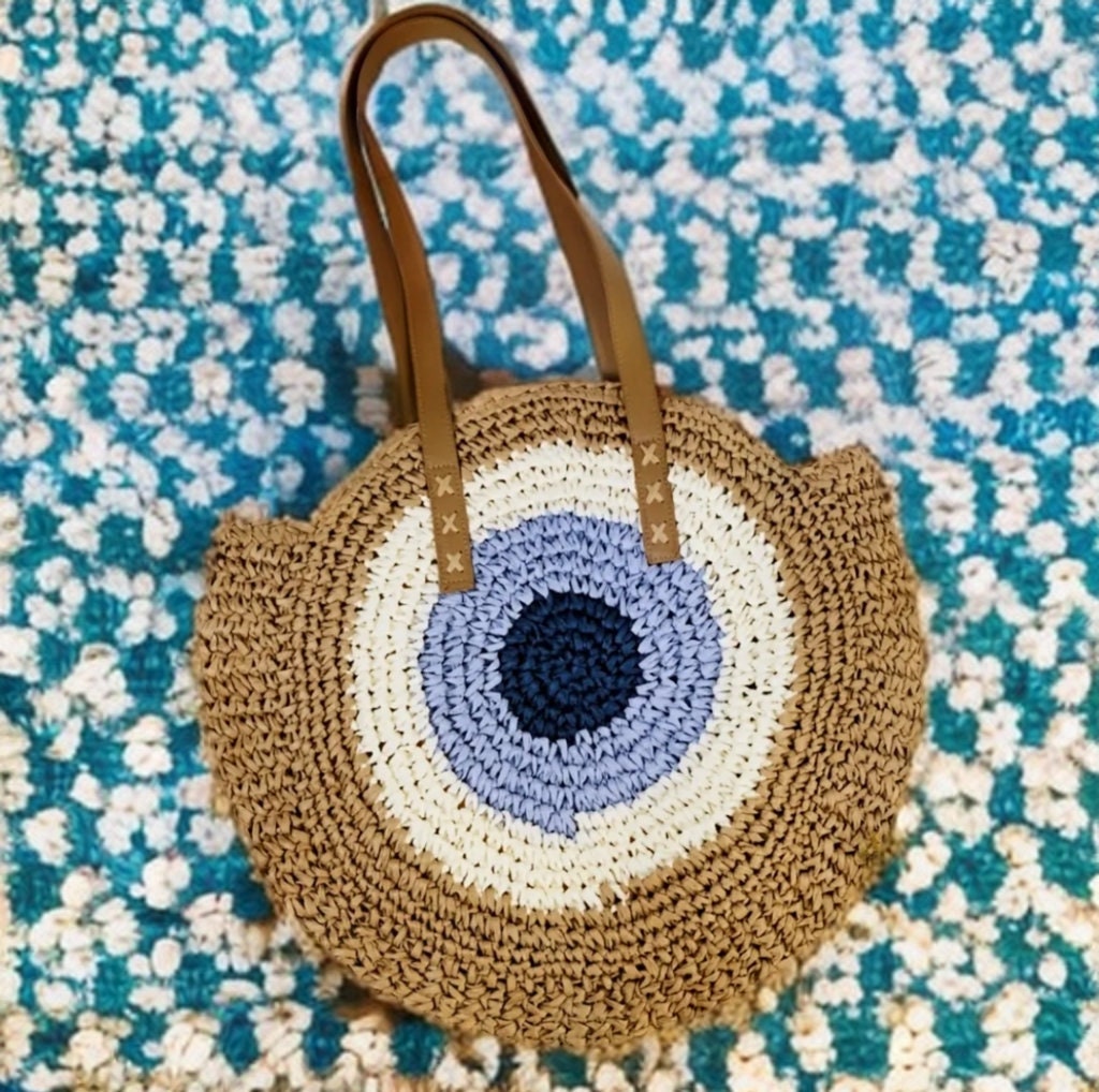 EVIL EYE LARGE WOVEN TOTE BAG