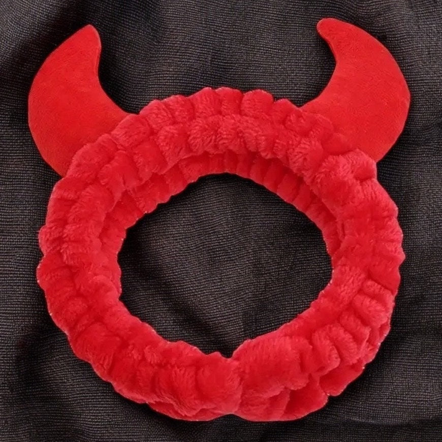 HALLOWEEN RED DEVIL EAR MAKEUP SPA HEADBANDS