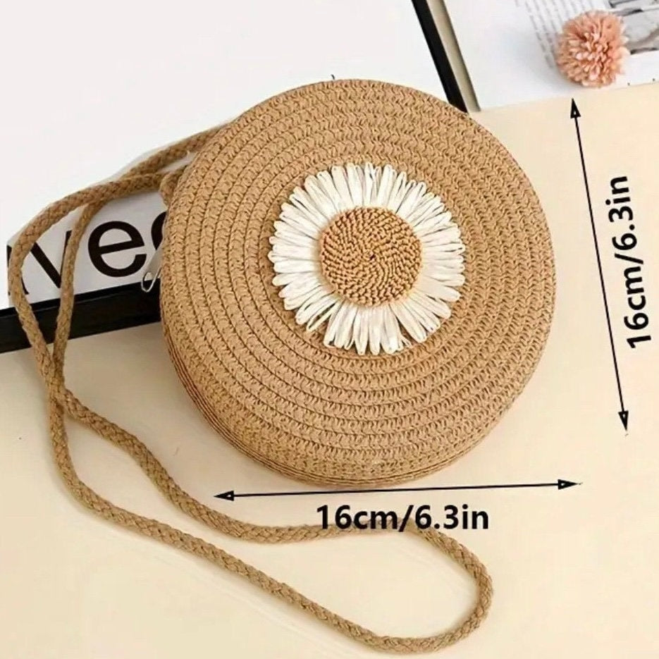 DAISY MINI STRAW CROSSBODY HANDBAG WITH REMOVEABLE BOW