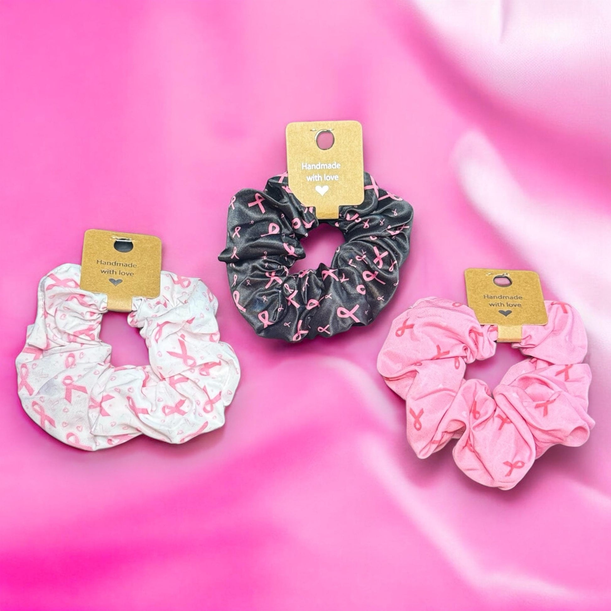 Breast Cancer Awareness Scrunchie 1-Packs. Cute Hair Scrunchy, October Breast Cancer Awareness Month, Thick Thin Hair, Stretchy Hair Ties