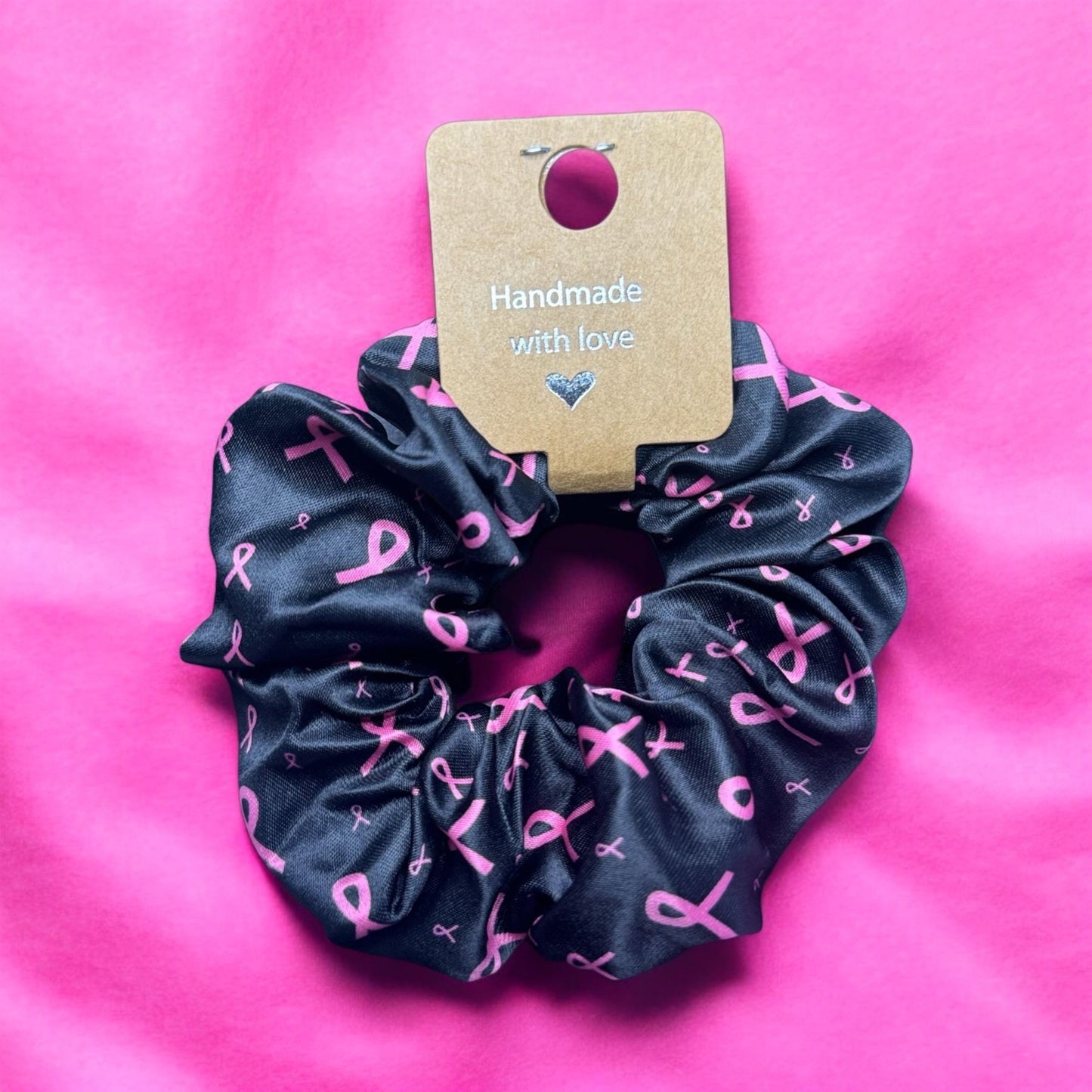 Breast Cancer Awareness Scrunchie 1-Packs. Cute Hair Scrunchy, October Breast Cancer Awareness Month, Thick Thin Hair, Stretchy Hair Ties