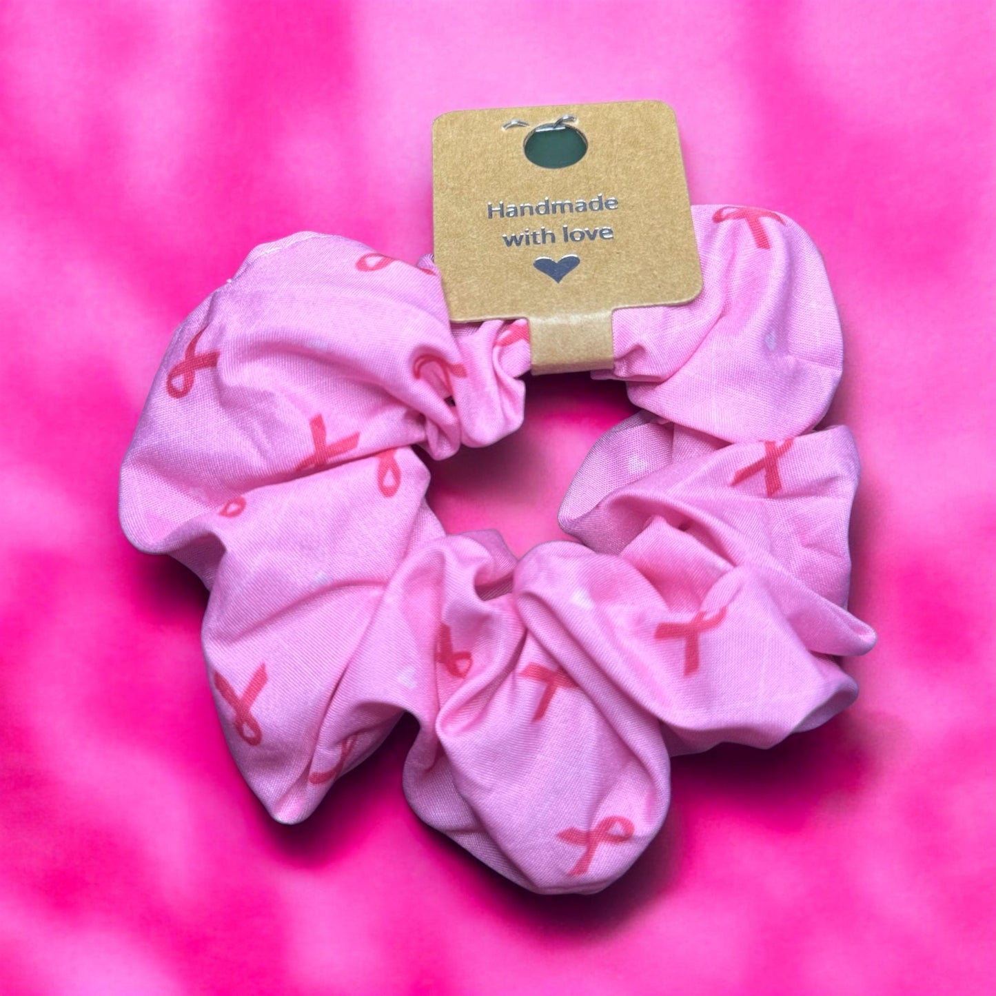 Breast Cancer Awareness Scrunchie 1-Packs. Cute Hair Scrunchy, October Breast Cancer Awareness Month, Thick Thin Hair, Stretchy Hair Ties