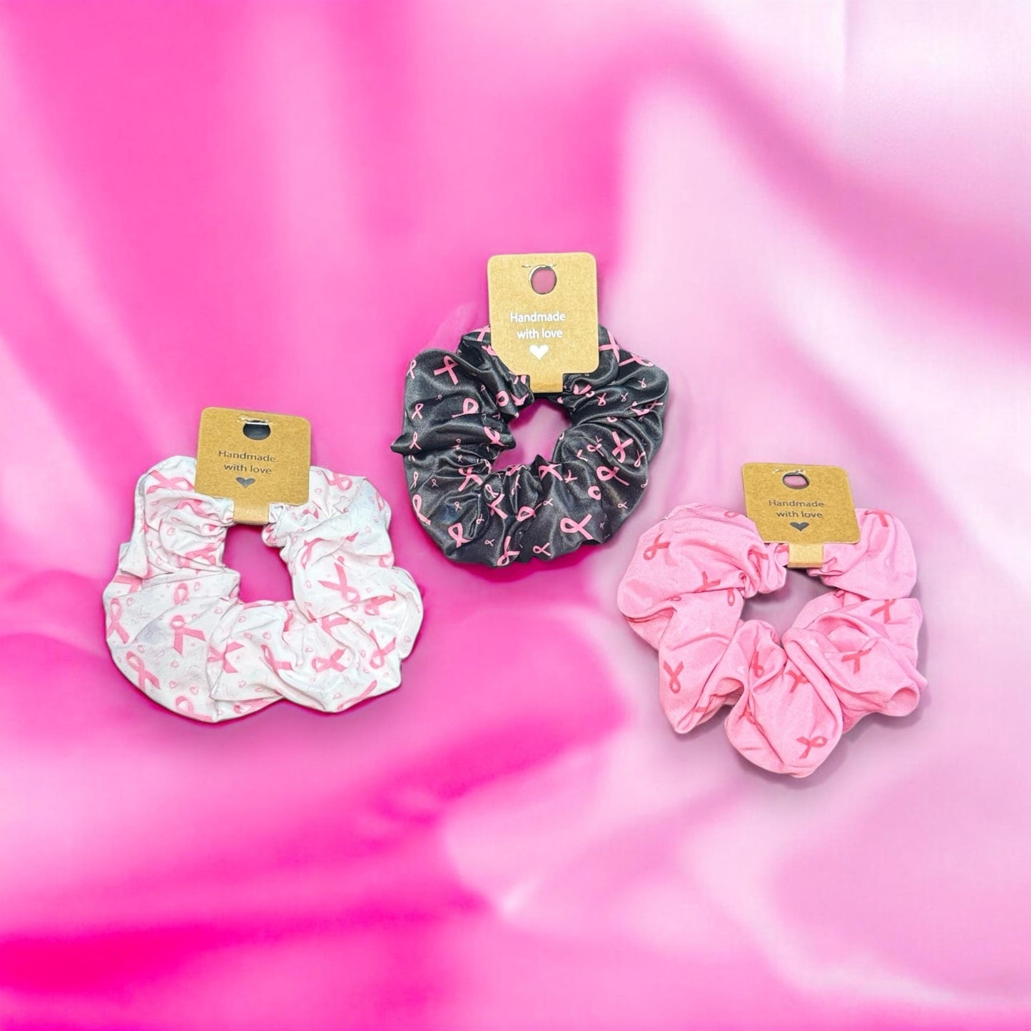 Breast Cancer Awareness Scrunchie 1-Packs. Cute Hair Scrunchy, October Breast Cancer Awareness Month, Thick Thin Hair, Stretchy Hair Ties