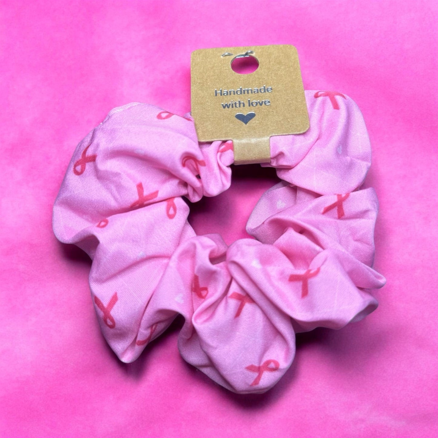 Breast Cancer Awareness Scrunchie 1-Packs. Cute Hair Scrunchy, October Breast Cancer Awareness Month, Thick Thin Hair, Stretchy Hair Ties