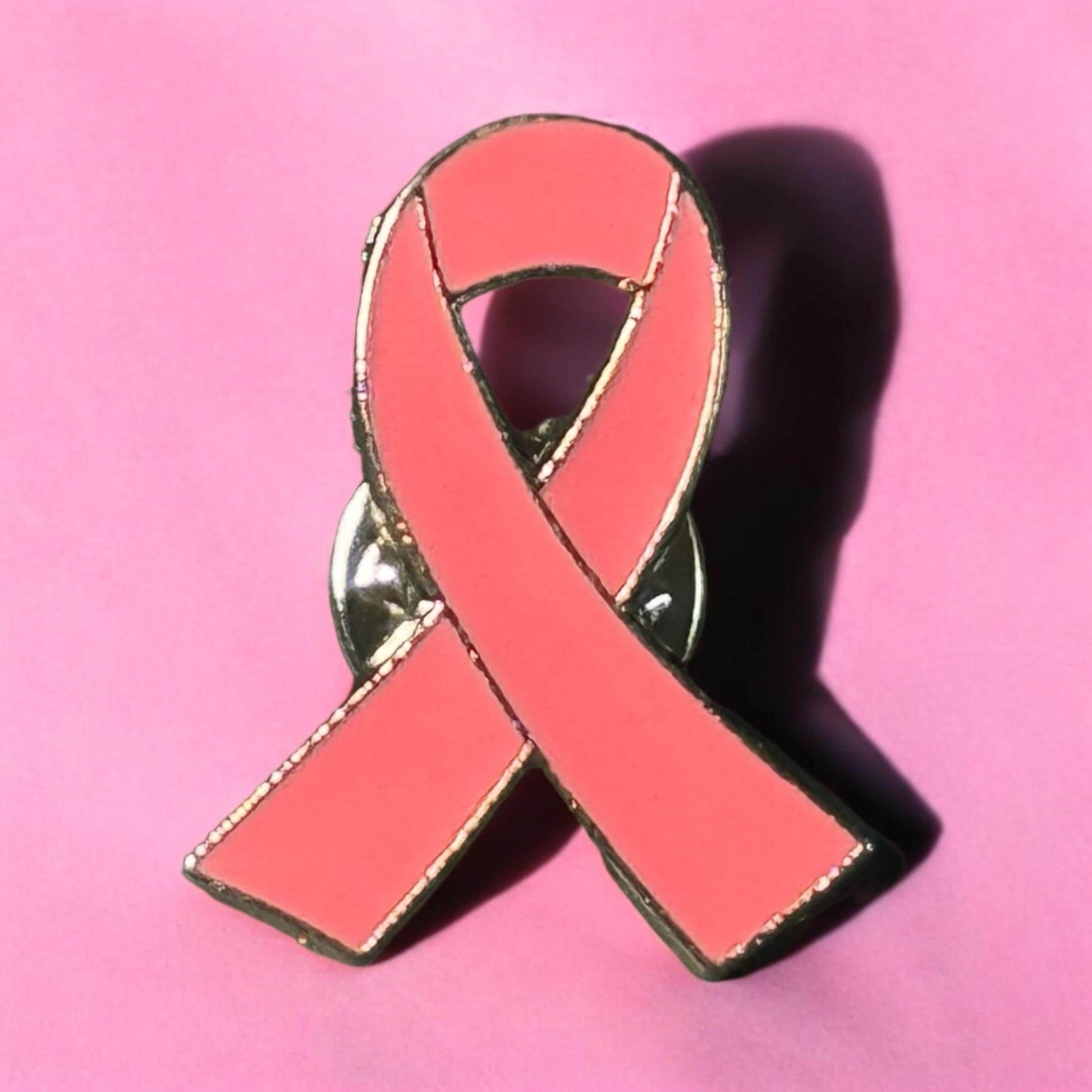 Breast Cancer Awareness Enamel Pin, Pink Pushback Enamel Pin, Breast Cancer Ribbon Accessories, Pink Ribbon Brooch, Metal Silver Accessories