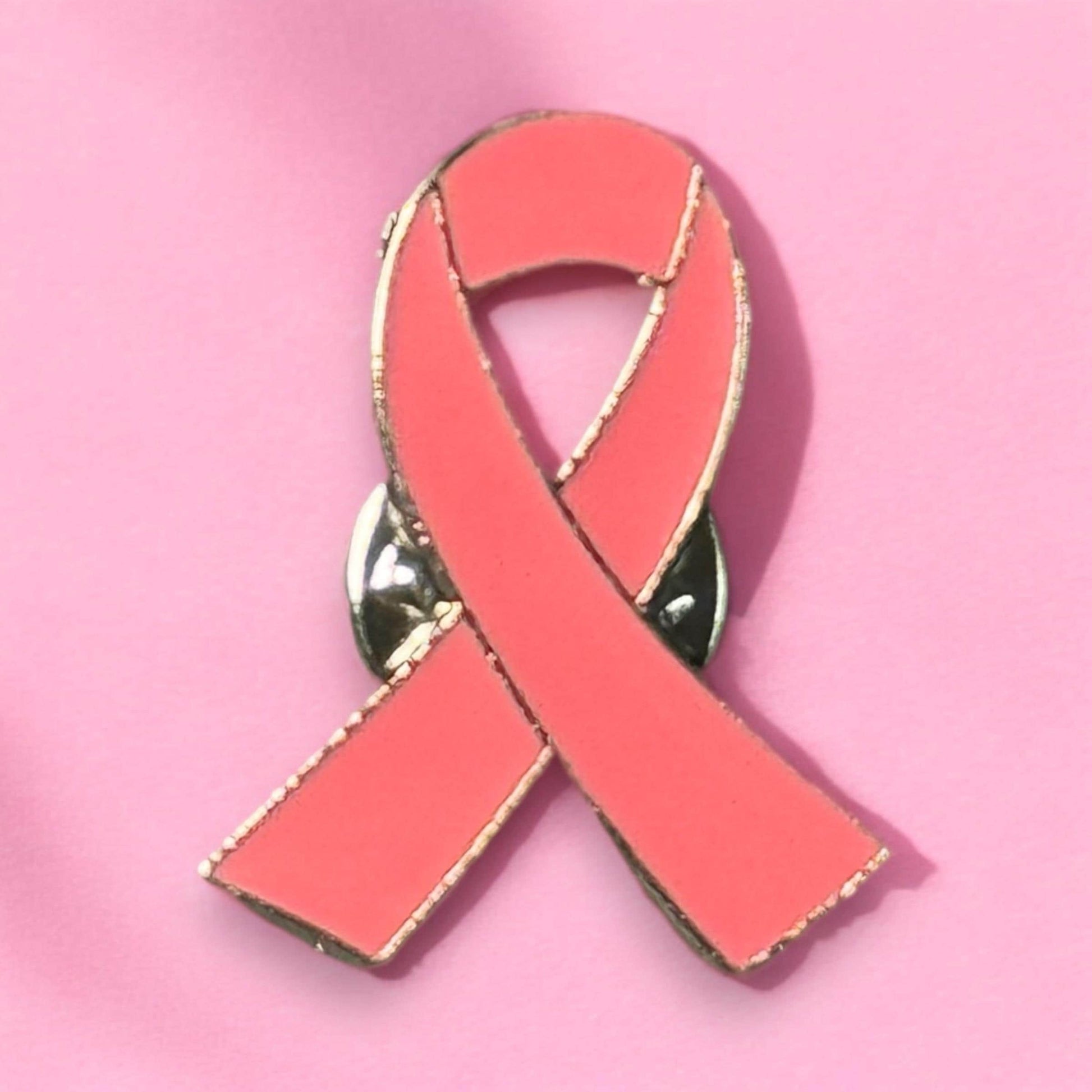 Breast Cancer Awareness Enamel Pin, Pink Pushback Enamel Pin, Breast Cancer Ribbon Accessories, Pink Ribbon Brooch, Metal Silver Accessories