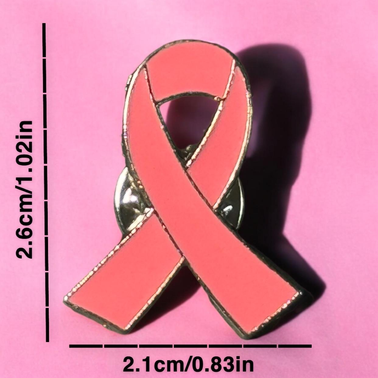 Breast Cancer Awareness Enamel Pin, Pink Pushback Enamel Pin, Breast Cancer Ribbon Accessories, Pink Ribbon Brooch, Metal Silver Accessories