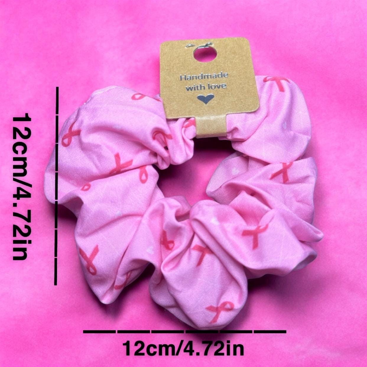 Breast Cancer Awareness Scrunchie 1-Packs. Cute Hair Scrunchy, October Breast Cancer Awareness Month, Thick Thin Hair, Stretchy Hair Ties