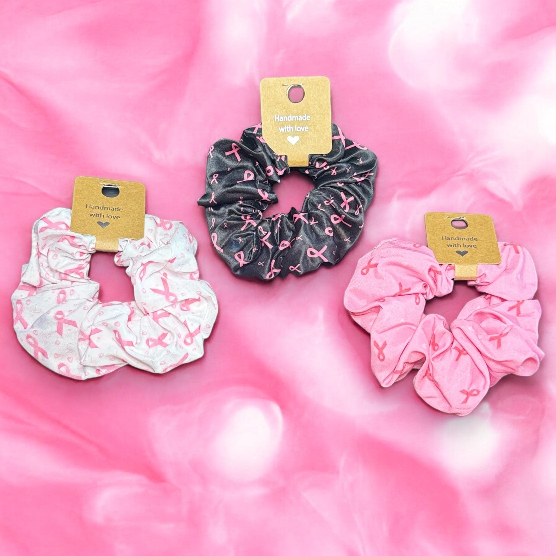 Breast Cancer Awareness Scrunchie 1-Packs. Cute Hair Scrunchy, October Breast Cancer Awareness Month, Thick Thin Hair, Stretchy Hair Ties