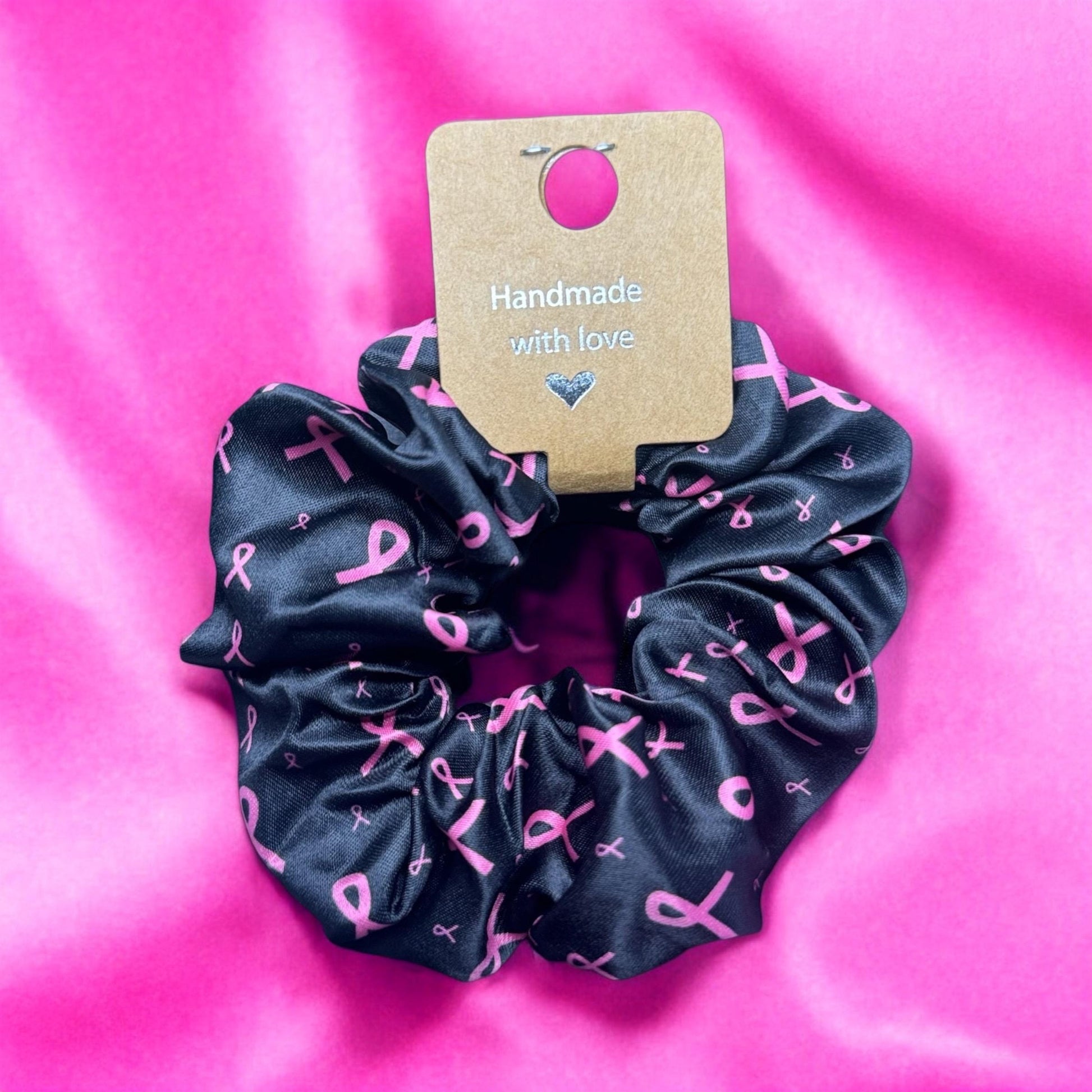 Breast Cancer Awareness Scrunchie 1-Packs. Cute Hair Scrunchy, October Breast Cancer Awareness Month, Thick Thin Hair, Stretchy Hair Ties