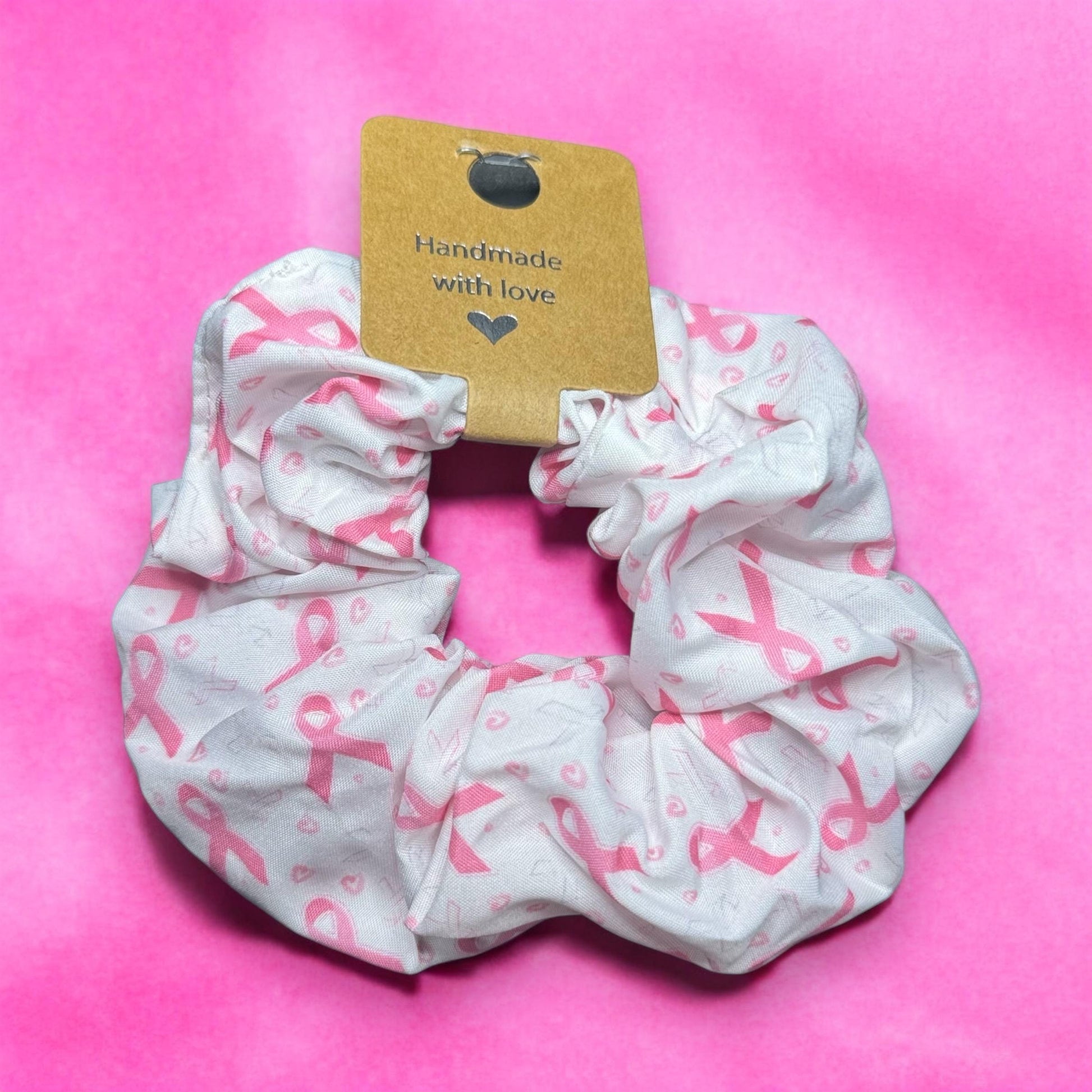 Breast Cancer Awareness Scrunchie 1-Packs. Cute Hair Scrunchy, October Breast Cancer Awareness Month, Thick Thin Hair, Stretchy Hair Ties