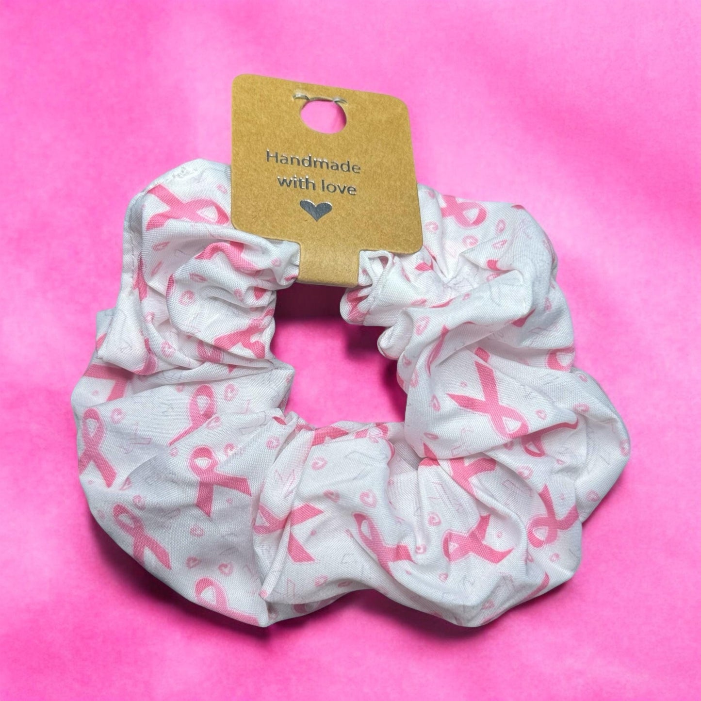 Breast Cancer Awareness Scrunchie 1-Packs. Cute Hair Scrunchy, October Breast Cancer Awareness Month, Thick Thin Hair, Stretchy Hair Ties