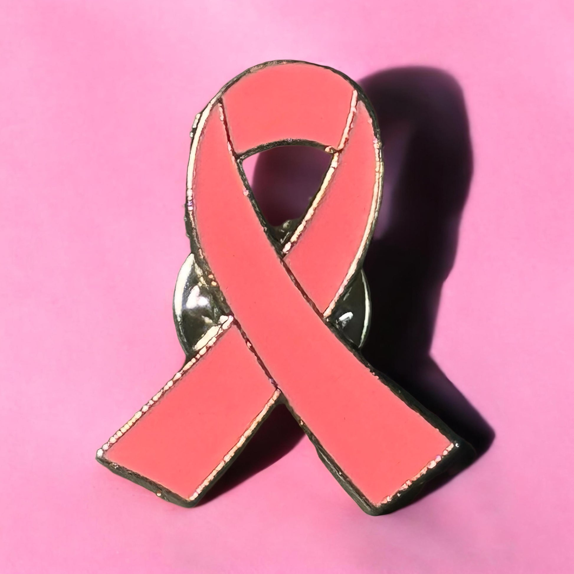 Breast Cancer Awareness Enamel Pin, Pink Pushback Enamel Pin, Breast Cancer Ribbon Accessories, Pink Ribbon Brooch, Metal Silver Accessories