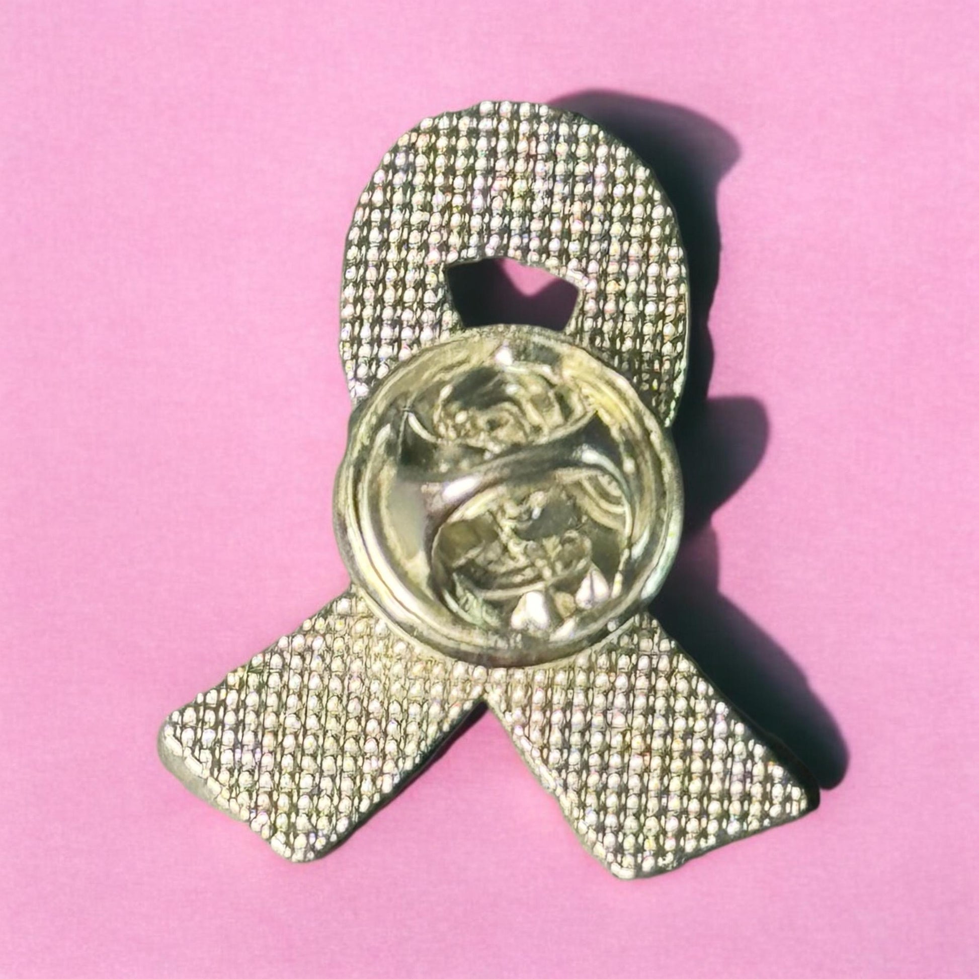 Breast Cancer Awareness Enamel Pin, Pink Pushback Enamel Pin, Breast Cancer Ribbon Accessories, Pink Ribbon Brooch, Metal Silver Accessories