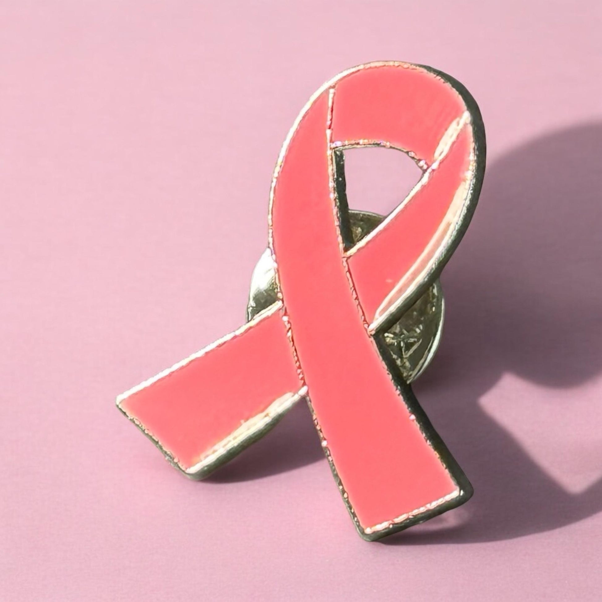 Breast Cancer Awareness Enamel Pin, Pink Pushback Enamel Pin, Breast Cancer Ribbon Accessories, Pink Ribbon Brooch, Metal Silver Accessories