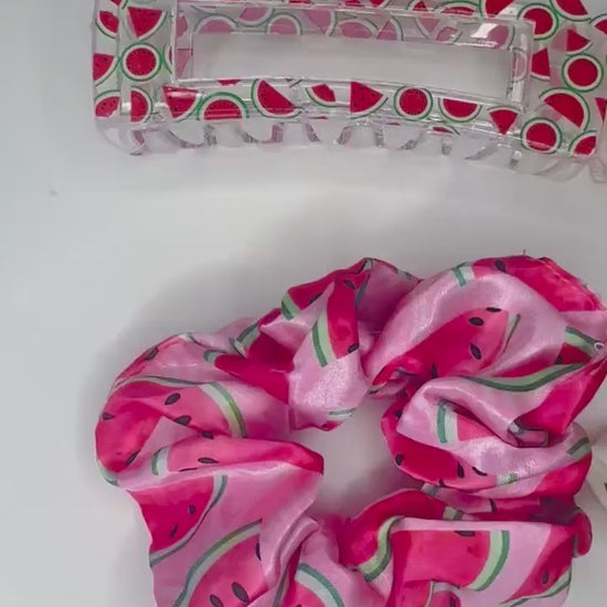 Fruit Themed Summer Claw Clip Scrunchies Duo