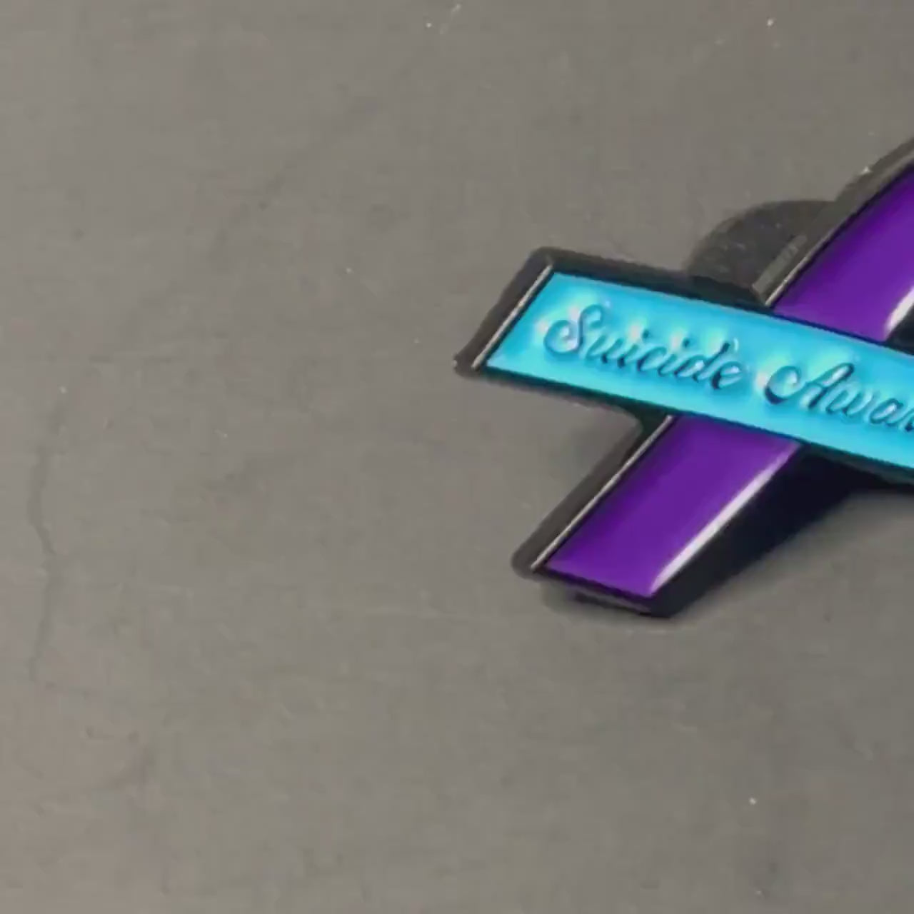 Suicide Awareness and Prevention Enamel Pin, Mental Health Awareness Month Brooch, Teal and Purple Ribbon, Awareness Ribbon Pushback Pin